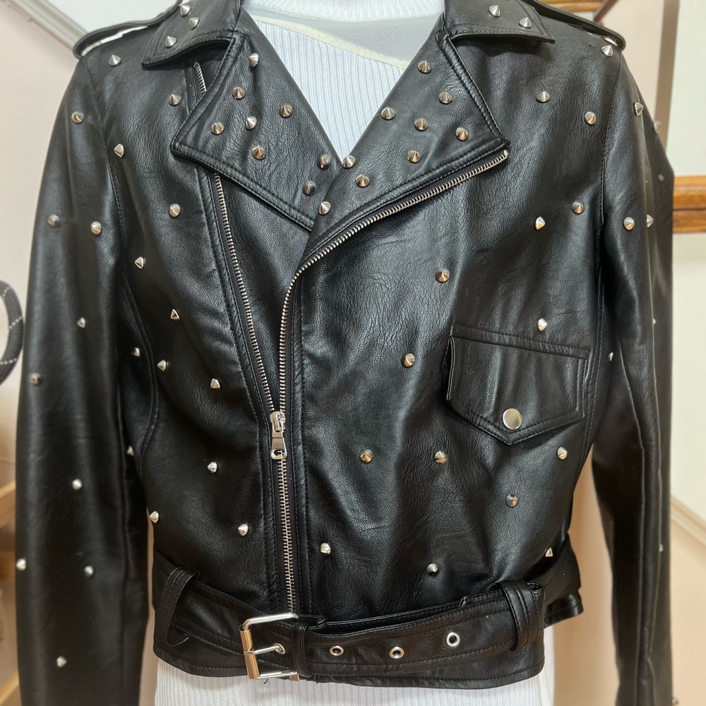 MODCLOTH: Black Studded Faux Leather Jacket.